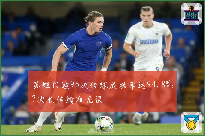苏维门迪96次传球成功率达94.8%，7次长传精准无误